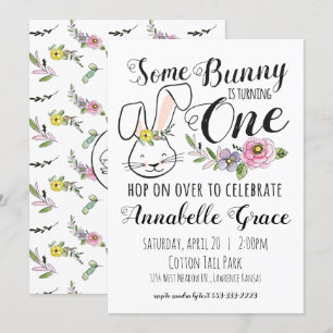 Bunny First Birthday Invitation