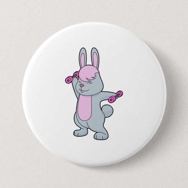 Bunny Fitness Dumbbell 7.5 Cm Round Badge (Front)