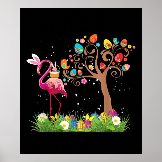 Bunny Flamingo Easter 2021 | Cute Flamingo Lovers Poster (Front)