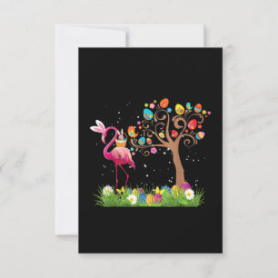 Bunny Flamingo Easter 2021 Cute Flamingo Lovers RSVP Card
