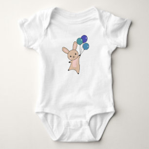 Bunny Flies Balloons Above Cute Animals For Kids Baby Bodysuit