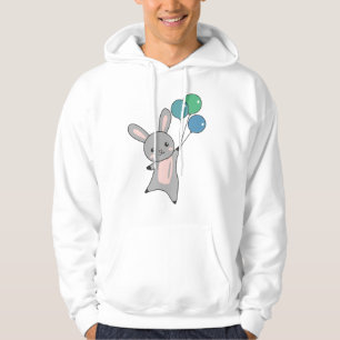 Bunny Flies Balloons Above Cute Animals For Kids Hoodie