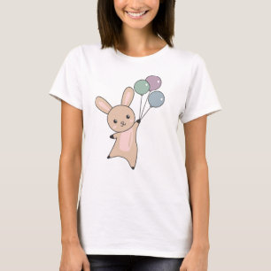 Bunny Flies Balloons Above Cute Animals For Kids T-Shirt
