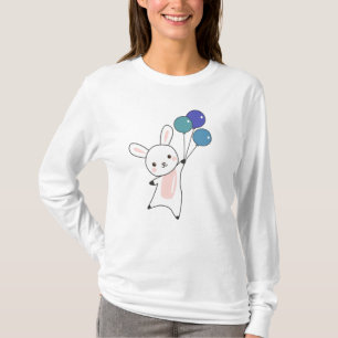 Bunny Flies Balloons Above Cute Animals For Kids T-Shirt