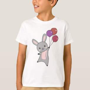 Bunny Flies Balloons Above Cute Animals For Kids T-Shirt