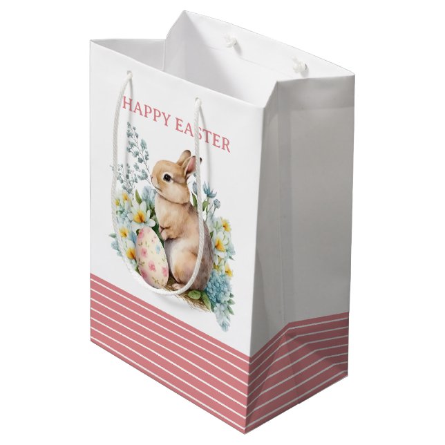 Bunny & Floral Egg Medium Gift Bag (Back Angled)