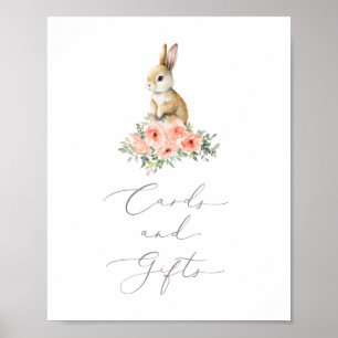 Bunny Floral Girl Birthday Cards and Gifts Sign