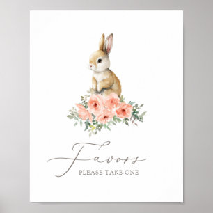 Bunny Floral Girl Birthday Party Favors Sign