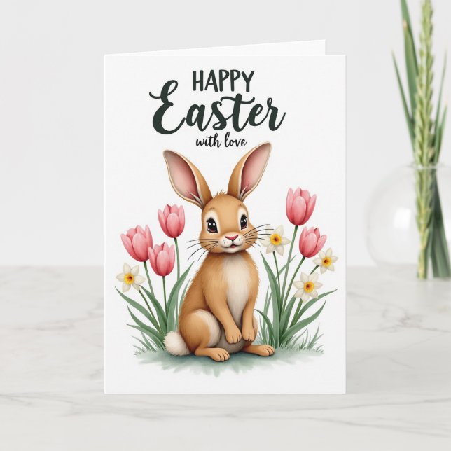 Bunny Floral Springtime Season Card (Front)