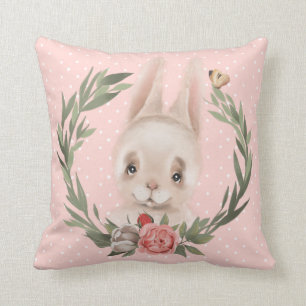 Bunny Floral Wreath Cushion
