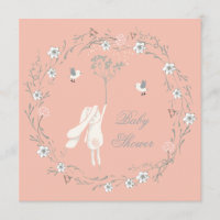 Bunny Floral Wreath Dandelions Baby Shower