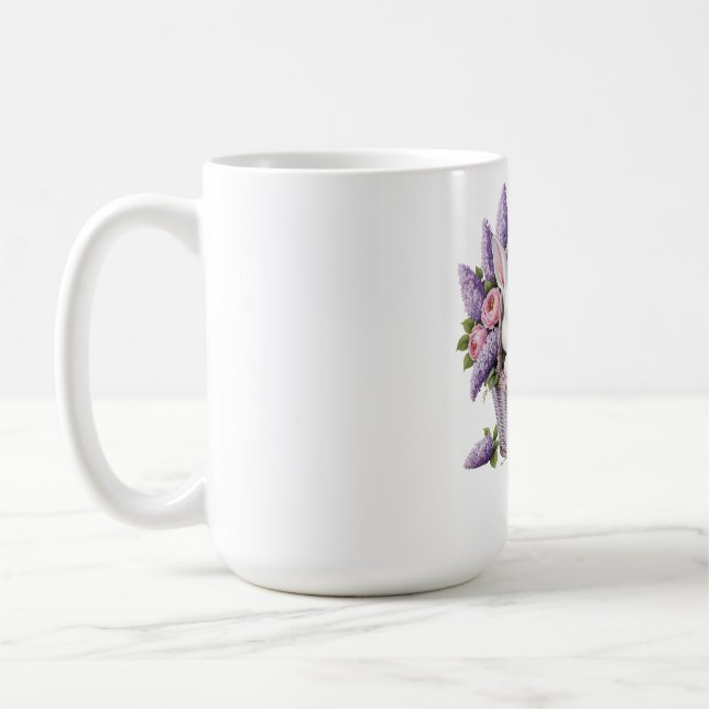 Bunny & Flower Basket Delight Coffee Mug (Left)