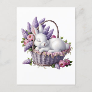 Bunny & Flower Basket Delight Postcard