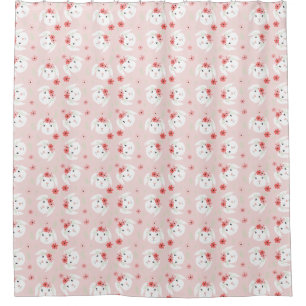 Bunny Flower Crown Pink Shower Curtain