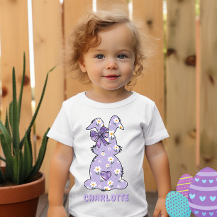 Bunny Flowered Print Purple T-Shirt