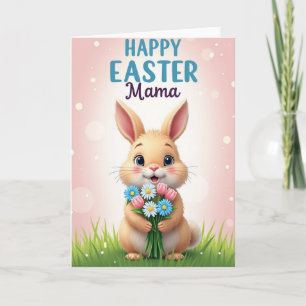 Bunny Flowers For Mom Card