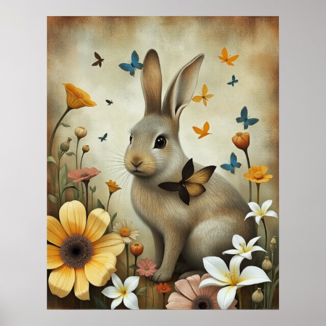 Bunny Flowers Poster (Front)