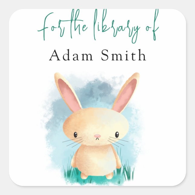 Bunny - for the library of square sticker (Front)