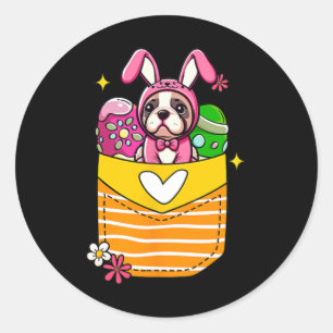 Bunny French Bulldog Easter Chocolate Eggs Inside  Classic Round Sticker