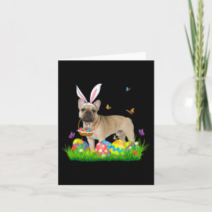 Bunny French Bulldog With Egg Basket Easter Huntin Card