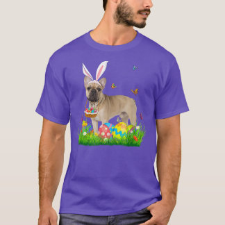 Bunny French Bulldog With Egg Basket Easter Huntin T-Shirt