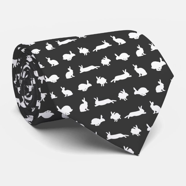 Bunny Frenzy Tie (Dark Grey) (Rolled)