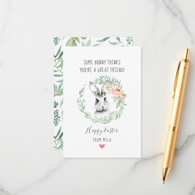 Bunny Friend Kids Easter Cards (Front/Back In Situ)