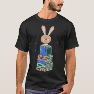 Bunny Funny Cute Bookworm Girls Boys Book Reading  T-Shirt