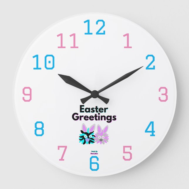 Bunny Fuzzies Acrylic Wall Clock (Front)