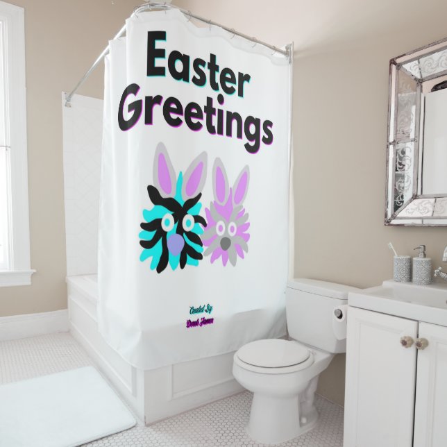 Bunny Fuzzies Shower Curtain (In Situ)