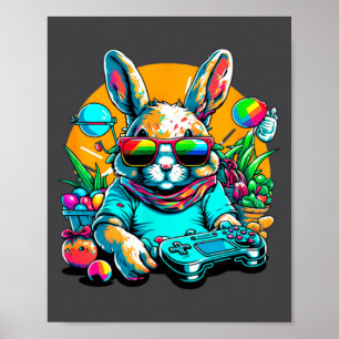 Bunny Game Controller Easter Day Gamer Easter For  Poster