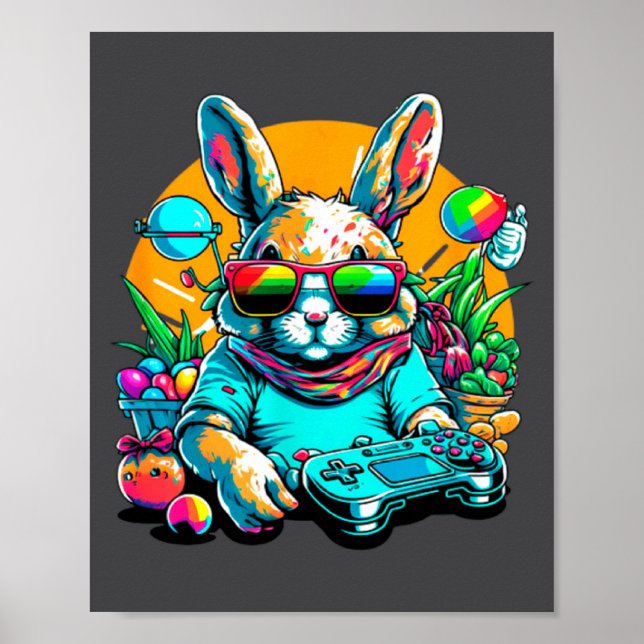 Bunny Game Controller Easter Day Gamer Easter For  Poster (Front)