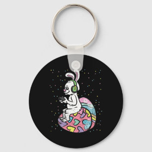 Bunny Gamer Easter Gaming Game Controller Egg Hunt Key Ring