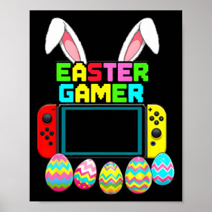 Bunny Gaming Controller Gamer Boys Funny Video Gam Poster