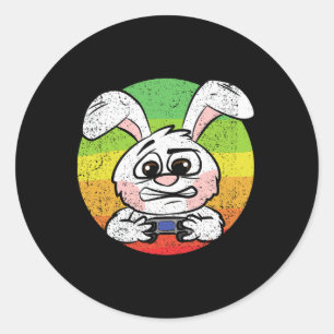 Bunny Gaming Easter Egg Hunting Video-game Control Classic Round Sticker