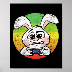 Bunny Gaming Easter Egg Hunting Video-game Control Poster