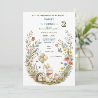 Bunny Garden Birthday Invitation, Whimsical Kids G Invitation