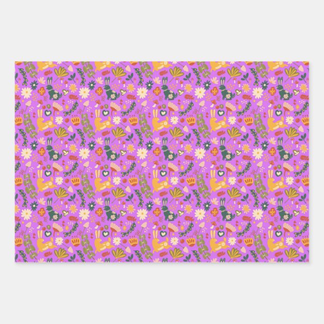 Bunny Garden Wrapping Paper Sheet (Front)