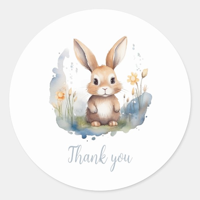 Bunny Gender Neutral Baby Shower Classic Round Sticker (Front)