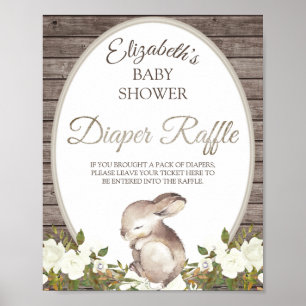 Bunny Gender Neutral Baby Shower Diaper Raffle Poster