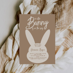  Bunny Gender Neutral Modern Script Baby Shower Invitation