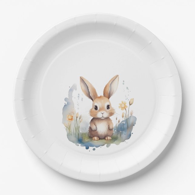 Bunny Gender Neutral Paper Plate (Front)