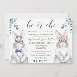 Bunny Gender Reveal Invitation