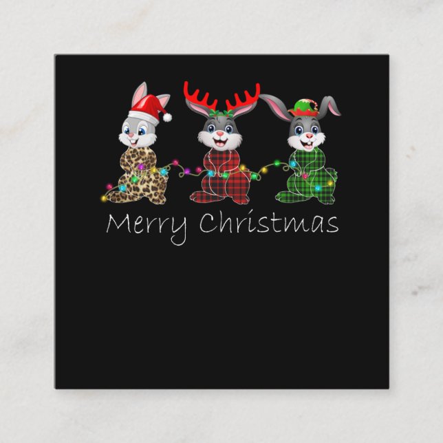 Bunny Gift | Bunny Merry Christmas Light Gift Square Business Card (Front)