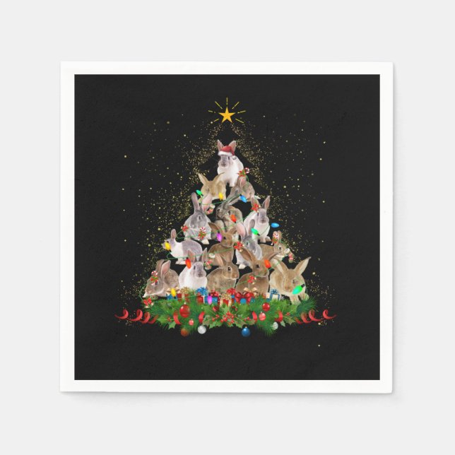 Bunny Gift | Bunny Rabbit Christmas Tree Beautiful Napkin (Front)