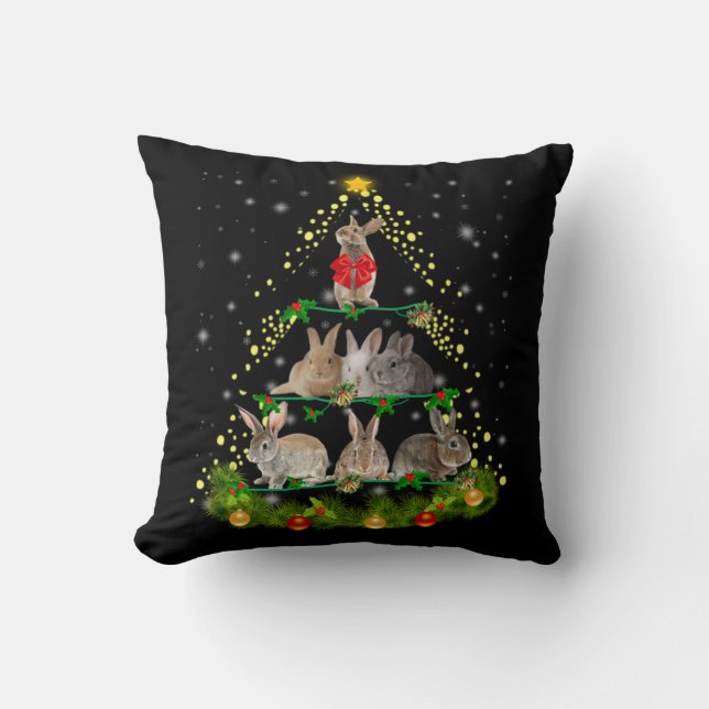 Bunny Gift | Bunny Rabbit Christmas Tree Light Cushion (Front)