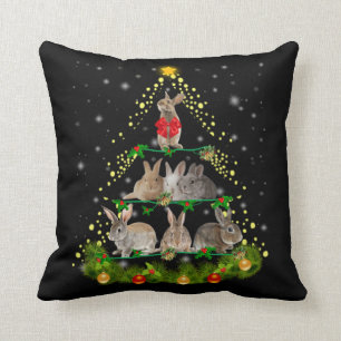 Bunny Gift   Bunny Rabbit Christmas Tree Light Cushion