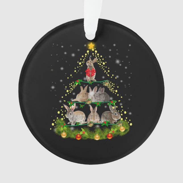 Bunny Gift | Bunny Rabbit Christmas Tree Light Ornament (Front)
