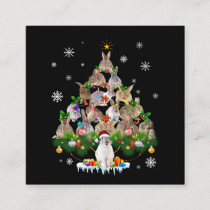 Bunny Gift   Cute Rabbit Christmas Tree Snow Square Business Card
