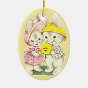 Bunny Girl+Boy Ceramic Tree Decoration